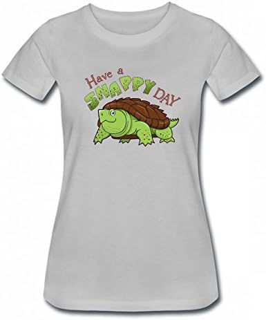 xdondoo Have a Snappy Day Turtle Fun Tshirt Printed T-Shirts Original Women's Tee Gray