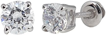IGI CERTIFIED 1 Carat TW Round Diamond Stud SCREWBACK Earrings 14Kt White Gold