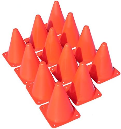 Made4Sports 7 Inch Plastic Cones - Indoor/Outdoor 7โ Flexible Sports Training, Agility, Party, Activity, Traffic Cones - (12 Pack)