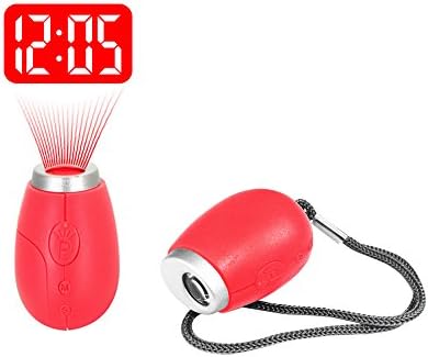 Portable Mini Projection Clock, for LED Wall or Ceiling Projection, Bedrooms, Travel, Camping, with Key chain (3 Colors) (Red)
