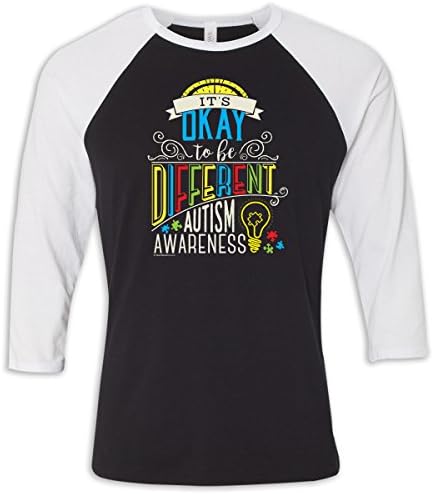 "It's Ok to be Different" Autism Awareness Unisex 3/4-Sleeve Baseball T-Shirt Size Small