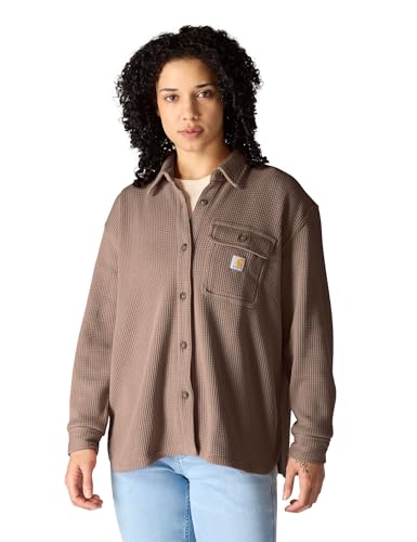 Carhartt Women's Oversized-Fit Heavyweight Waffle Knit Shirt, Sepia, 3X at Amazon