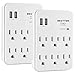 [2 Pack] BESTTEN 6-Outlet Wall Mount Surge Protector, 2.4A Dual USB Charging Ports, 15A/125V/1875W, ETL Listed
