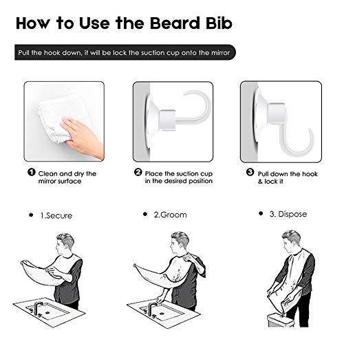 Beard Apron for Man Shaving Beard Hair Clippings Cape Trimming Bib Non-Stick Hair Catcher Grooming Cloth Beard Shaping Tool - Perfect Gift (White) - Thumbnail 5