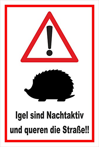 Melis-Folienwerkstatt Schild Igel queren die StraÃe - 30x20cm - Bohrlöcher - 3mm Aluverbund â 20 VAR S00359-119-B