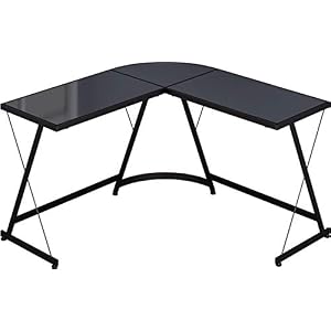 L-Shape Corner Desk Computer Gaming Desk Table, Black