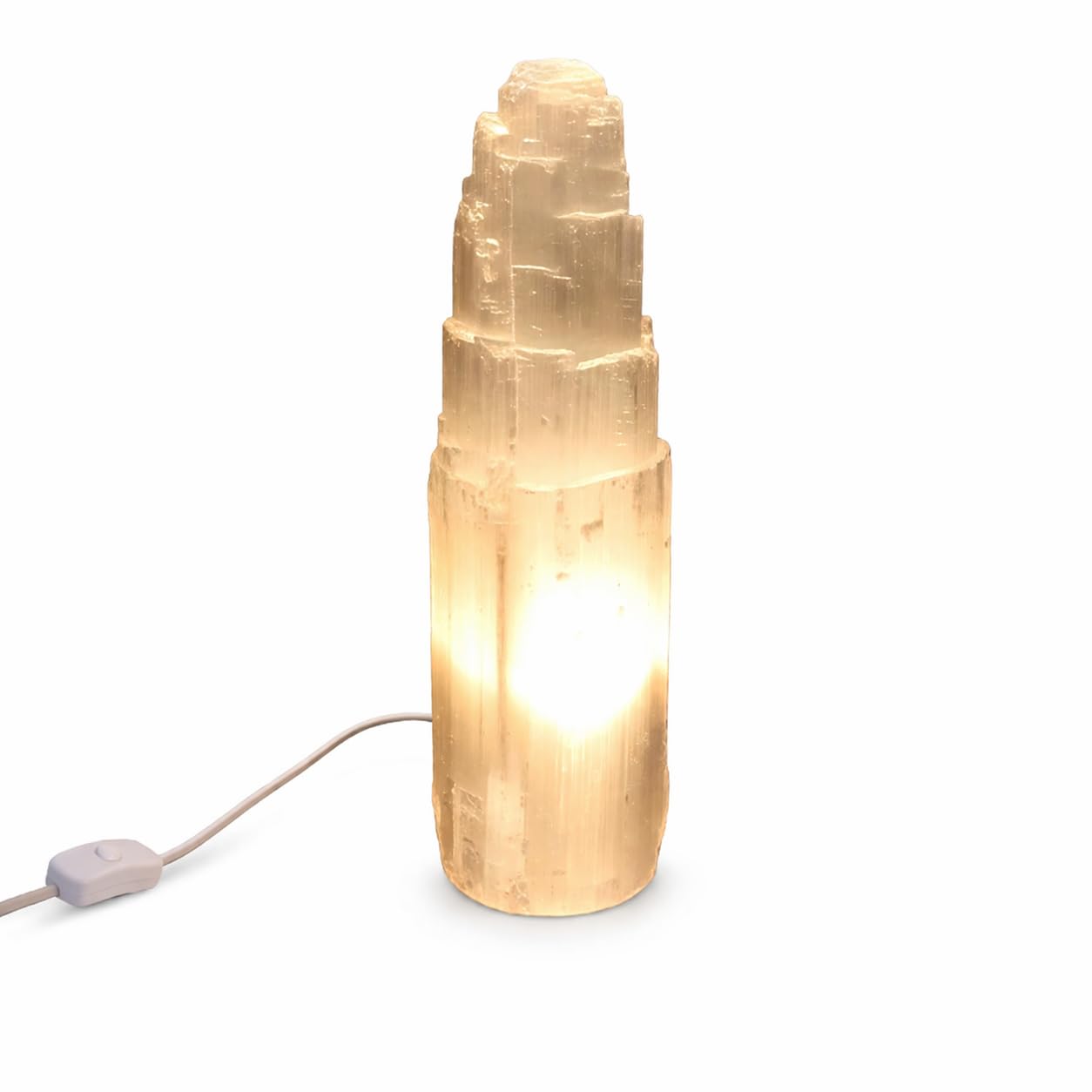 Selenite Crystal Tower Lamp 20cm - Natural Polished Selenite Mountain Tower Crystal Lamp in 4 Sizes for Healing, Meditation, Gift & for Home Decor/Room Decor [Energy Class A]