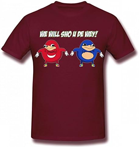 MZOUQD Ugandan Knuckles, Meme Funny Tshirt fad Print T-Shirts Valentine Day Men Tee Burgundy