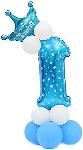 Anmas Home 43inch Foil Stand up Number Balloon DIY Set for Baby Shower Kids Birthday Party Celebration Decoration (Blue, Number 1)