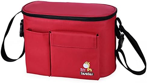 FUNTASY Collection Diaper Bag Waterproof Smart Organizer Pack with Changing Pad and Portable Insulated Bottle Pocket (red)