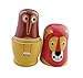 Cute Cartoon Lion Wolf Tiger Monkey Owl Squirrel Forest Animal Nesting Dolls Matryoshka Doll Russian Doll Set 6 Pieces Handmade Kids Gifts Toy