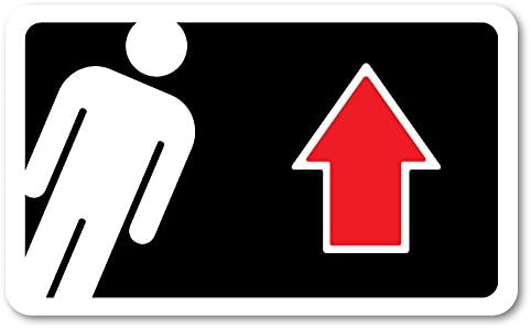 Grafken: GR1413 Plastic Sign Large 8 in x 5 in: Restrooms ICON-Men Style 2. Arrow up