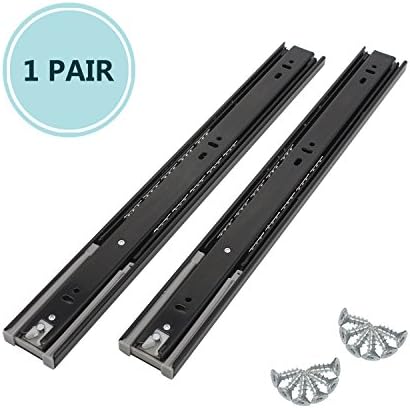 KNOBWELL 1 Pair Black Furniture 16-inch Length Full Extension 32-inch Drawer Slides Telescopic Ball Bearing Slide Rail 2 pcs