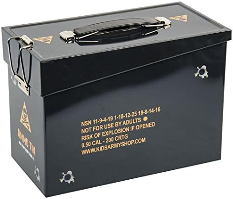 Kids Army Metal Ammunition Tin Ammo Camouflage Storage Box