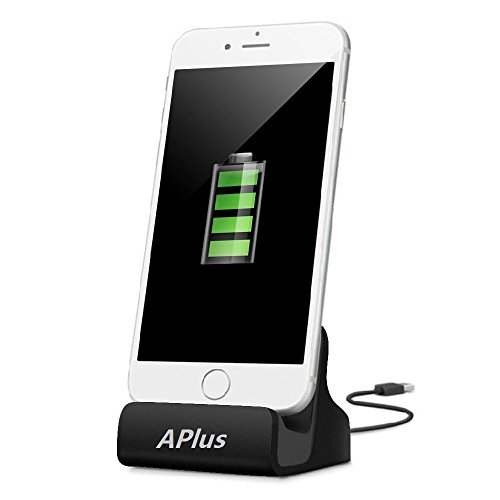 iPhone Charging Dock,Aplus+ iPhone Desk Charger,Charge and Sync Stand for iPhone 7/7Plus iPhone 6/6Plus/6s iPhone 5/5Plus/5s ipad, iPhone docking Station (Black)