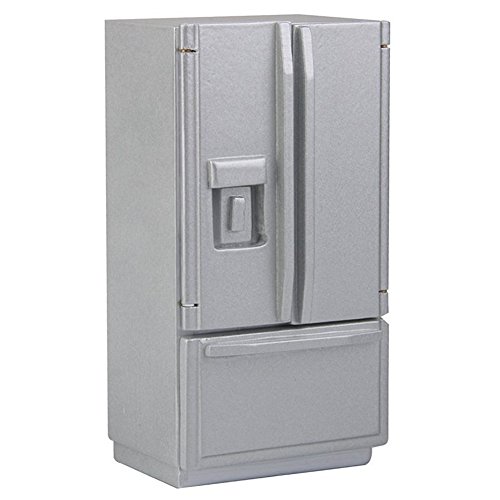 TOOGOO(R) 1:12 Dollhouse Kitchen Miniature Wooden Fridge Refrigerator (Silver)