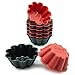 Freshware 12-Pack Silicone Flower Reusable Cupcake and Muffin Baking Cup, Black and Red Colors
