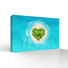 Canvas Wall Art for Living Room,Bedroom Home Artwork Paintings Heart-Shaped Island Ready to Hang - 12x18 inches
