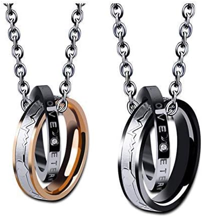 Wedding Anniversary Valentine's Present Couple Necklace ELELIFE His & Hers Matching Set Titanium Stainless Steel lover Pendant