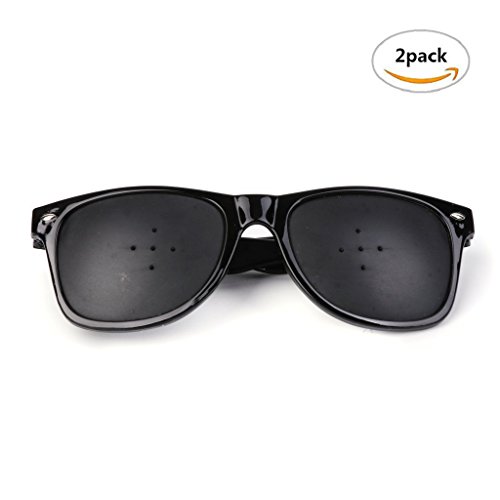 Vision Correction And Improvement Glasses, 2 Pcs Resin Oval Glasses With 5 Small Holes, Black Eyesight Protection Sunglasses, Eyewear Prevention Of Near Eyesight Astigmatism Amblyopia - Thumbnail 5