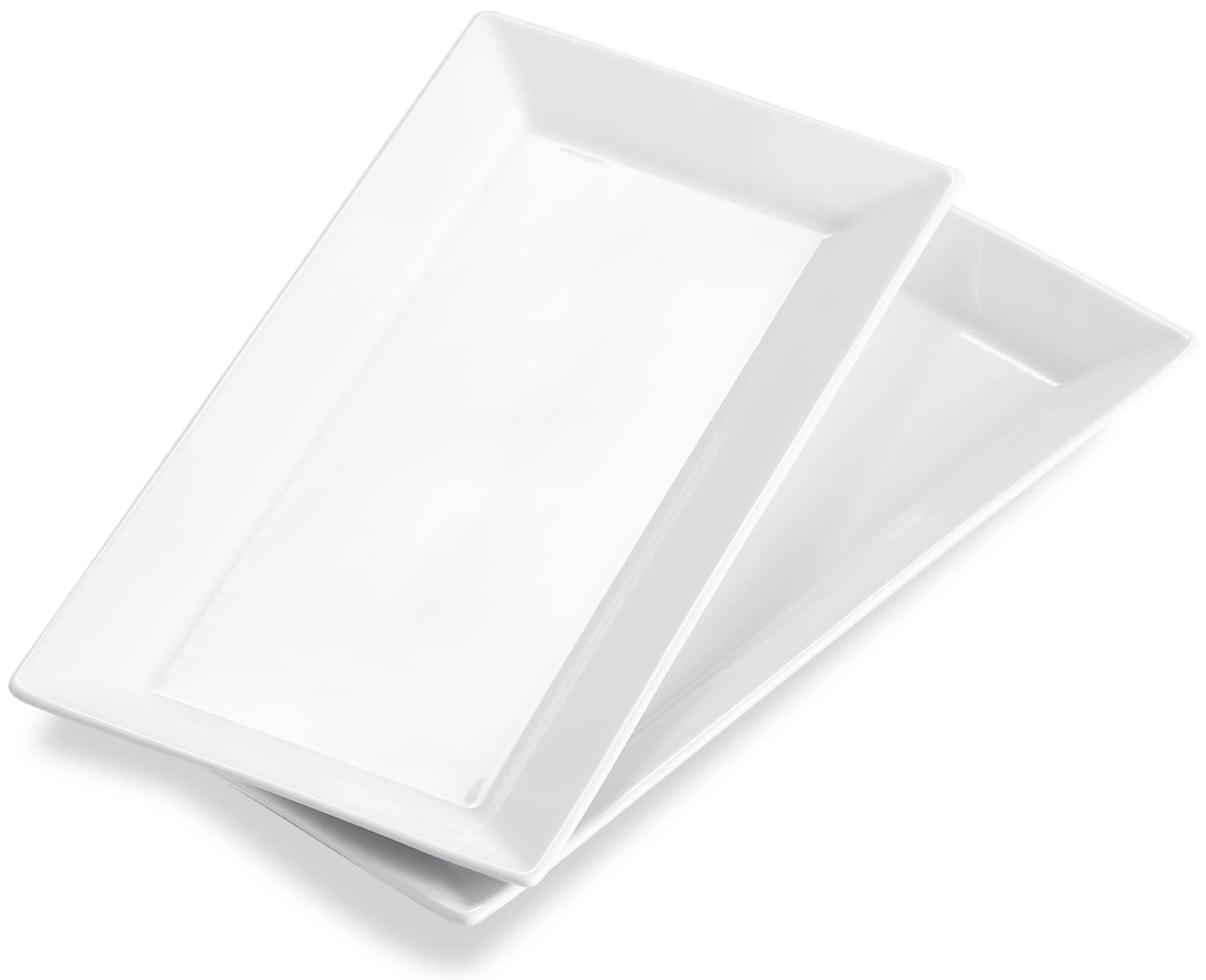 Photo 1 of ONEMORE 12 Inch Ceramic Serving Platters, White Rectangular Serving Trays/Dishes for Party Entertaining, Stackable Plates for Appetizers Desserts Baked Goods - Set of 2