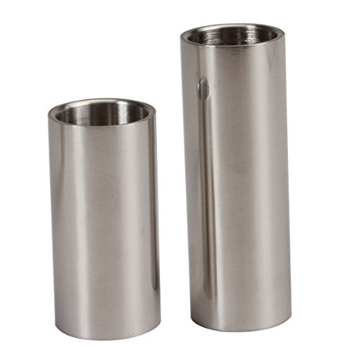 image for LYWS Stainless Steel Cylinder Tubes Guitar Slides Set Silver Pleated (