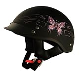 VCAN V5 Cruiser Intricate Butterfly Flat Black Small Half Helmet