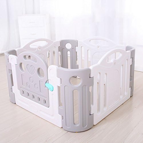 Safety Gates Baby Fence Play Area Large, Indoor Playard,baby Playpen Activity Center,baby Fence Gate,120 * 120cm (4+4),Safe, Strong And Durable (Color : Gray+white)