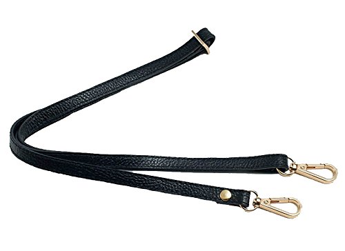 12mm Replacement Genuine Leather Purse Straps Adjustable Crossbody Shoulder Handbags Goldtone Buckles (130cm/51.2"(Adjustable), Black)