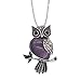 ZHEPIN Owl Necklace Amethyst Healing Pendant Nekclace for Women Men Spiritual Energy Gemstone Necklace - 19 inches