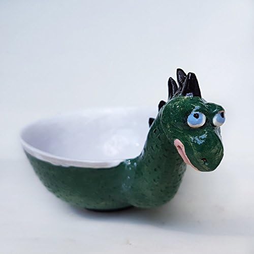 Funny Dragon Ceramic Bowl, Hand sculptured soup bowl, latte cup, handmade cereal bowl, childrens tableware, dinosaur Soup mug