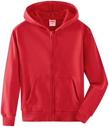 Full Zip Red Zip Hoodie Boys Spring&Gege Youth Solid Full Zipper