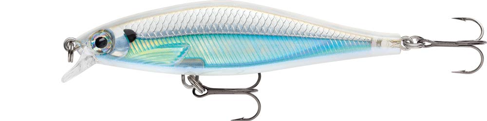 Rapala Shadow Rap Shad Lure with Two No. 6 Hooks, 0.9-1.2 m Swimming Depth, 9 cm Size, Albino Shiner