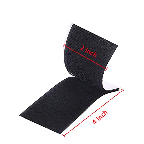 MYUREN 2x4 Inch Sticky Back Hook and Loop Fasteners Strips Black Double