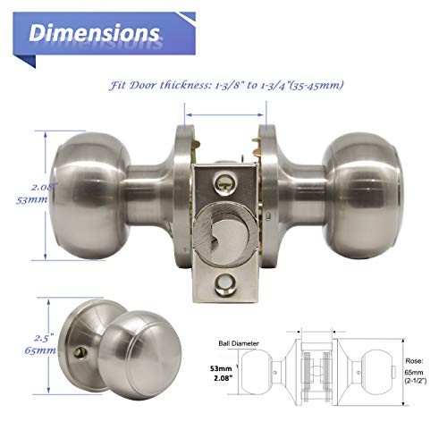 Door Knob Set of 5 Pack Passage Door Lock Brushed Nickel Interior Keyless Flat Door Knobs Handles Locksets - Thumbnail 6