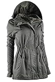 TL Women's Utility Militray Anorak Drawtring Parka Hoodie Jackets with Pocket_OLIVE 2XL