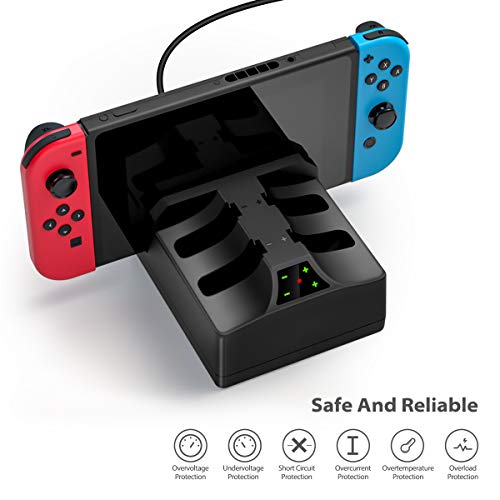 Charging Station for Switch, WeiCheng Switch Controller Charger Joy Con Charging Dock Stand Fast Charger Station for Nintendo Switch with LED Indicator Black