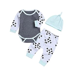 WEXCV Babykleding jongens outfit 3 stuks lange mouwen print top shirt + broek + hoed kleding set herfst winter zuigeling…