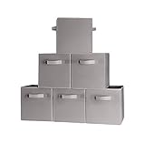 [6-Pack,Gray] Foldable Storage Cubes with Dual Handle Shelves Baskets Bins Containers Home Decorative Closet Two Handles Organizer Household Fabric Cloth