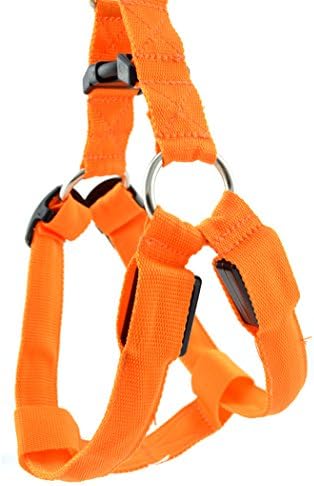 Doggie Collar Luminous Puppy Belt Safety Pet Dog Cool LED Harness Chest Strap Color:Orange Size:S