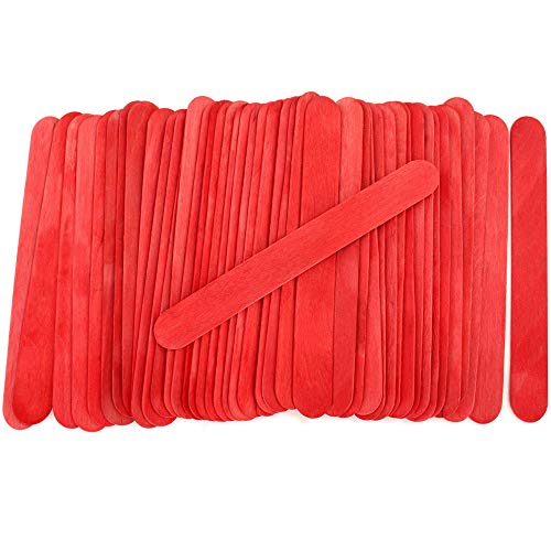 300 Sticks - Jumbo Wood Craft Popsicle Sticks 6 Inch -RED