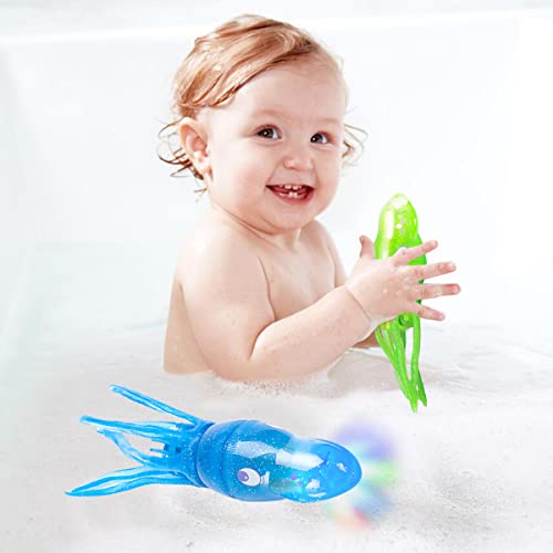 Diving Toys for Pool for Kids,8.3in Light Up Bath Octopus Toy,Squid