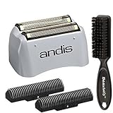 Andis Pro Shaver No.17155 Replacement Titanium Foil Assembly and Inner Cutters, With a Bonus BeauWis Blade Brush