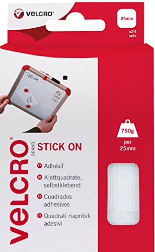 Velcro Brand Stick On Squares 25mm White 24 Sets Home Office Craft Projects