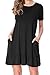 Beautife Womens Casual Tunic Dresses Summer Round Neck Short Mini Dress Pockets