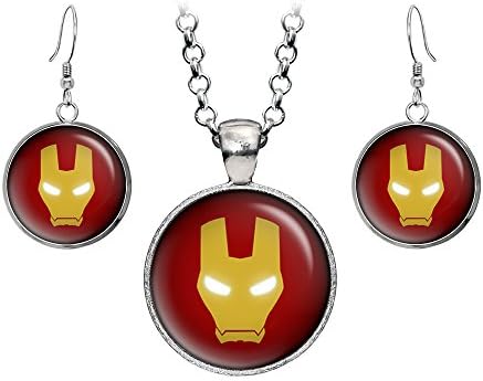 Wearable TreasuresIron Man Ironman Pendant, Arc Reactor Necklace, The Avengers Jewelry, Shield Pendant, Superhero Earrings Gifts Gift, Geek Geeky Present Presents