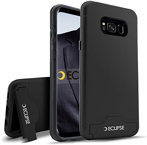 Samsung Galaxy S8 Plus Case 6.2 inch Dual Layer Hard Armor Cases, Card Slot Holder Wallet Case with Kickstand for Samsung S8+ Plus (2017), Black