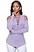 FARYSAYS Women Sexy Pullover Cut Out Shoulder Blouse Lace-Up Ribbed Solid Tops Purple