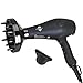 JINRI 1875W Lightweight DC Motor Low Noise Hair Dryer Negative Ionic With Cold Shot Button 2 Speeds 3 Heat Settings With Concentrator and Diffuser ,ETL Certified,Black