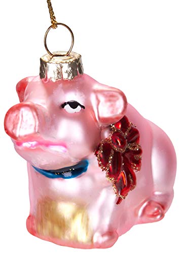 Grappige kerstbal: Geluksvarken met Strik - ca. 6,5 cm - Afbeelding 4